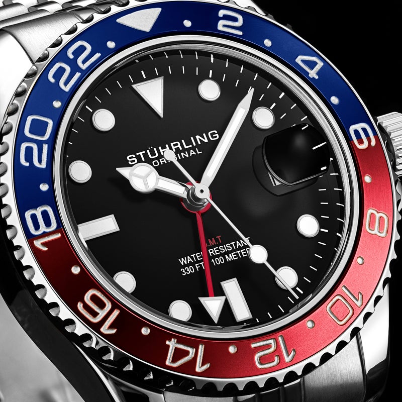 ستيرلنج أوريجينال ساعة غواص جي إم تي أصلية للرجال من ستوهرلينج، مقاس 42 مم، سوار من الفولاذ المقاوم للصدأ، حركة كوارتز، مقاومة للماء حتى عمق 100 متر - Image 2